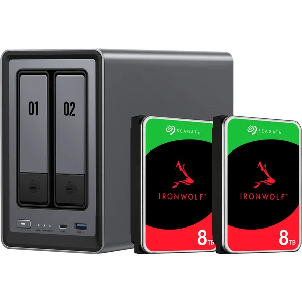UGREEN DXP2800 + 2x 8 TB Seagate IronWolf HDD Bundle, NAS