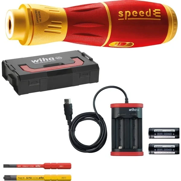 Wiha E-Schraubendreher speedE II electric, Schrauber (rot/gelb, 2x Akku, in L-Boxx mini)