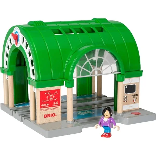BRIO World Neuer Hauptbahnhof mit Ticketautomat, Spielgebäude (grün/grau)