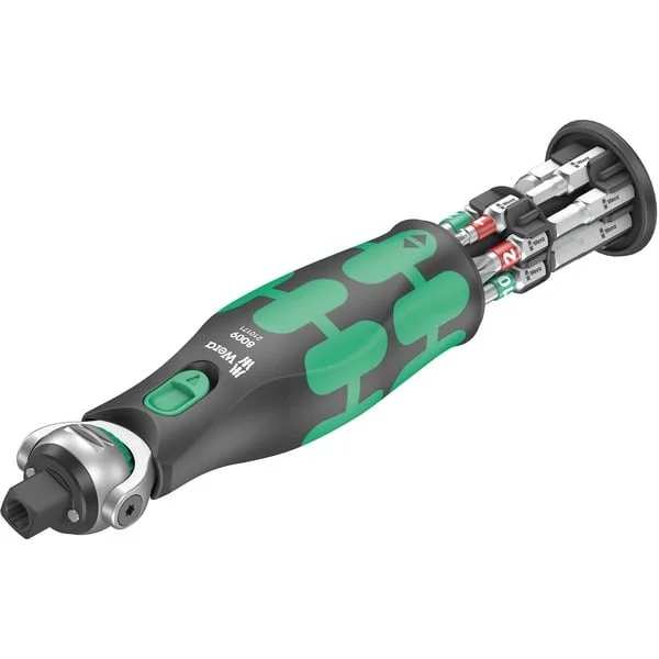 Wera 8009 Zyklop Pocket Set Imperial 1, 13-teilig, Bit-Satz (schwarz/grün, Umschaltknarre für 3/8", 1/4", zöllig)