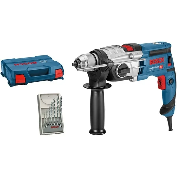 Bosch Professional Schlagbohrmaschine GSB 20-2 Professional (blau/schwarz, 850 Watt, L-CASE + Steinbohrer-Set)