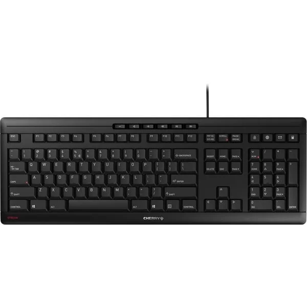 CHERRY STREAM KEYBOARD, Tastatur (schwarz, EU-Layout (QWERTY), Cherry SX-Scherentechnologie)