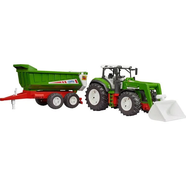 bruder 03452 Roadmax Traktor mit Frontlader und Kippanhänger, Spielfahrzeug