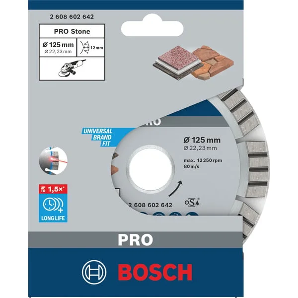 Bosch Professional PRO Stone Diamanttrennscheibe, Ø 125mm (Bohrung 22,23mm)