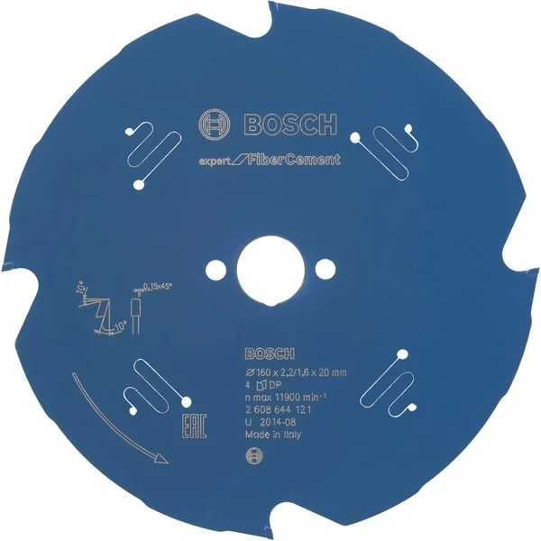 Bosch Professional EXPERT Fibre Cement Kreissägeblatt, Ø 160mm, 4Z (Bohrung 20mm, für Handkreissägen)