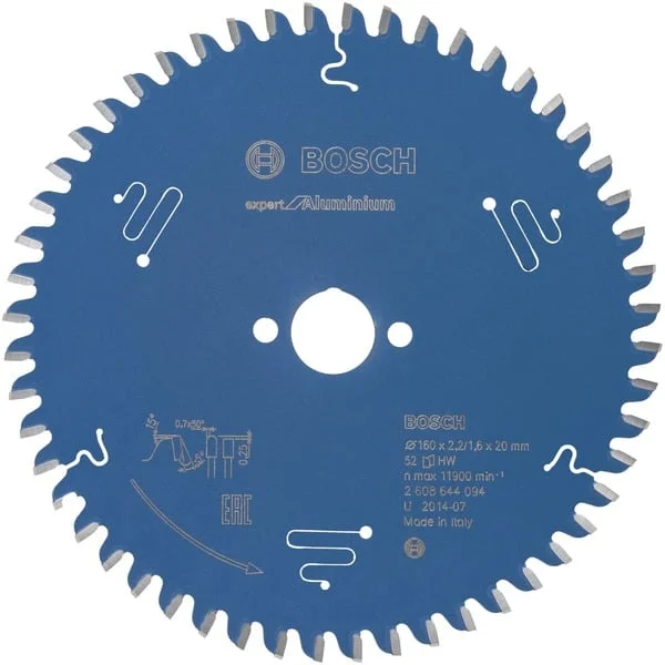 Bosch Professional Kreissägeblatt Expert for Aluminium, Ø 160mm, 52Z (Bohrung 20mm, für Handkreissägen)