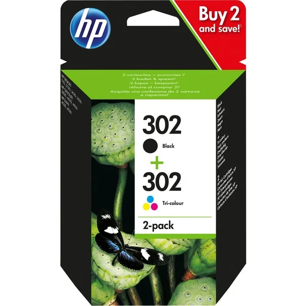 HP Tinte Nr. 302 schwarz + cyan/magenta/gelb (X4D37AE) (schwarz)
