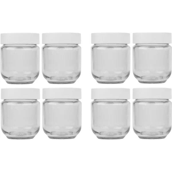 Rommelsbacher Joghurtbereiter-Ersatzgläser-Set JG 8, Glas (transparent/weiß, 8-teilig)