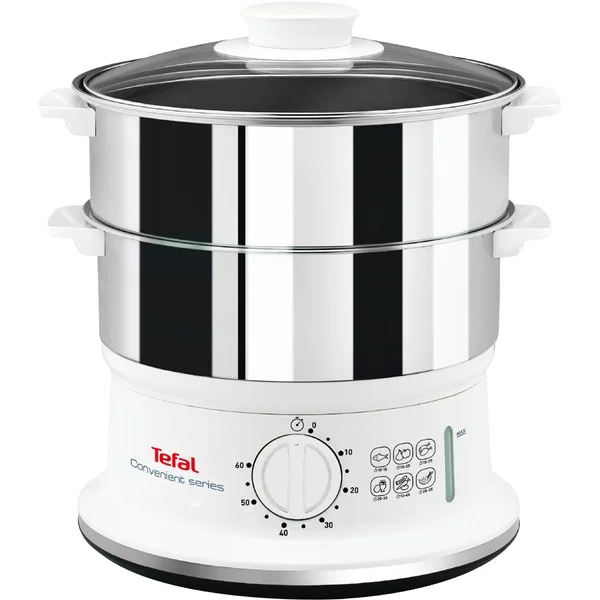 Tefal Dampfgarer Convenient Series VC1451 (edelstahl/weiß, 900 Watt, 2x 3 Liter)