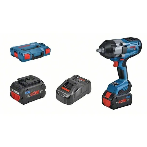 Bosch Professional PRO Akku-Schlagschrauber BITURBO GDS 18V-1000 Professional, 18Volt (blau/schwarz, 2x Akku ProCORE18V 5,5Ah, 1/2", in L-BOXX)