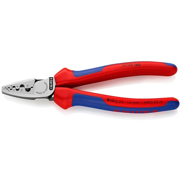KNIPEX Crimpzange 97 72 180 (für Aderendhülsen 0,25 bis 16mm²)