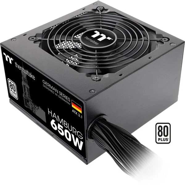 Thermaltake HAMBURG 650W ATX3.1, PC-Netzteil (schwarz, 2x PCIe, 650 Watt)