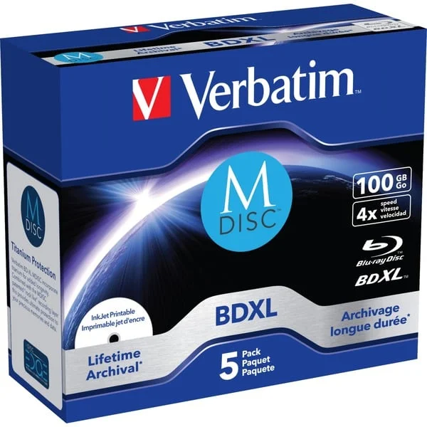 Verbatim BD-R M-Disc 100 GB, Blu-ray-Rohlinge (4-fach, 5 Stück)