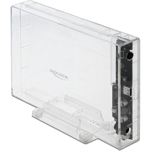 DeLOCK Externes Gehäuse für 3.5" SATA HDD mit USB Type-C Buchse, Laufwerksgehäuse (transparent)