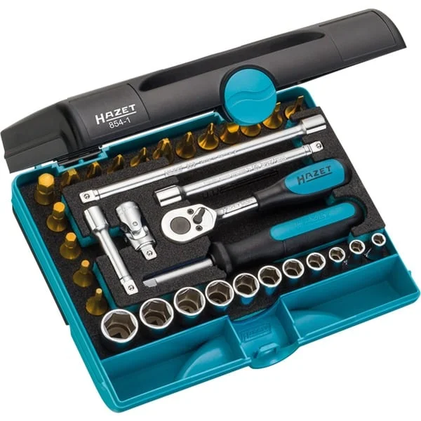 Hazet Steckschlüssel-Satz 854-1, 1/4", 30-teilig, Werkzeug-Set (mit Umschaltknarre und Steckschlüssel)
