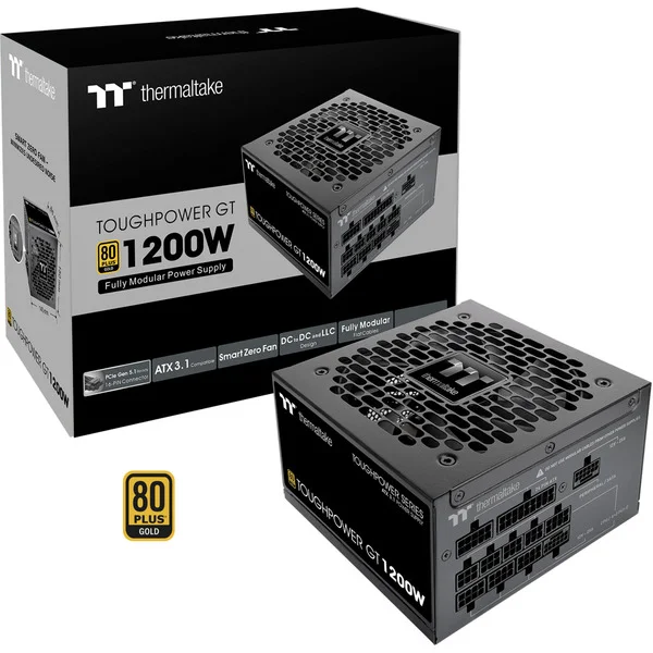 Thermaltake Toughpower GT 1200W, PC-Netzteil (schwarz, 2x 12-Pin High Power GPU, 5x PCIe, Kabelmanagement, 1200 Watt)