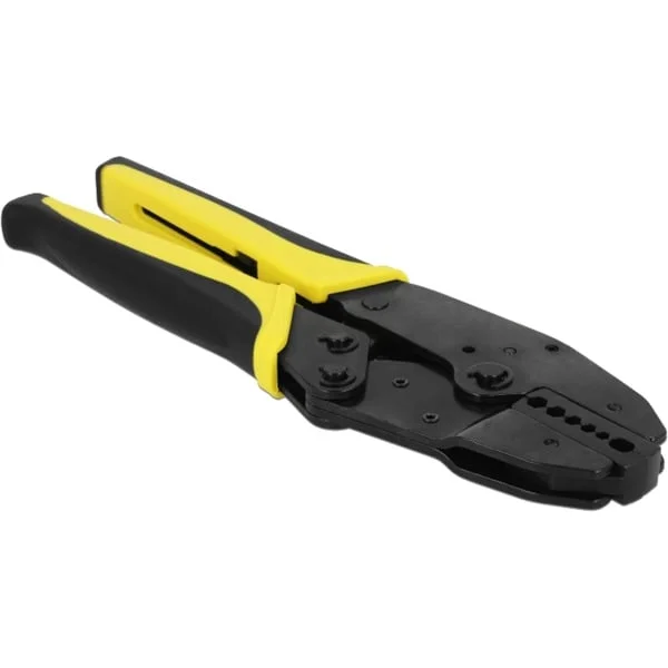 DeLOCK Universelle Koax Crimp-Zange, Crimpzange (schwarz/gelb, für 7 verschiedene Durchmesser)