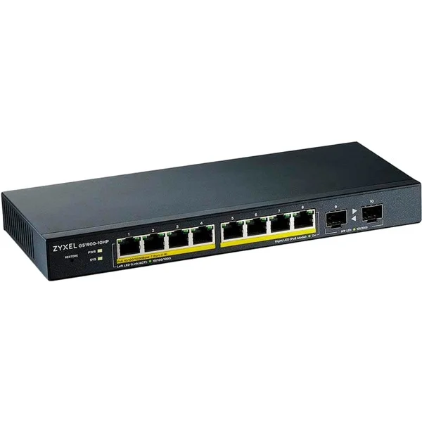 Zyxel GS1900-10HP V2, Switch (schwarz, lüfterlos)