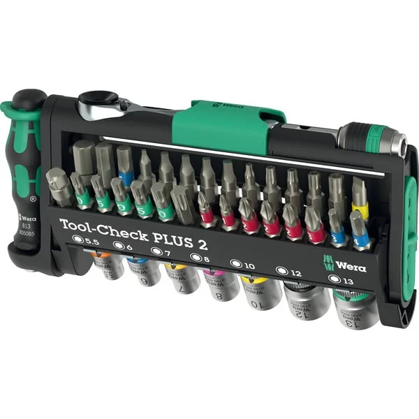 Wera Tool-Check PLUS 2, Bit-Satz (schwarz/grün, 39-teilig, inkl. 1/4" Bit-Ratsche)