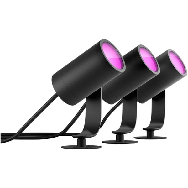 Philips HUE White & Color Ambiance Lily Gartenspot, LED-Leuchte (schwarz, 3 Stück, Basis-Set)