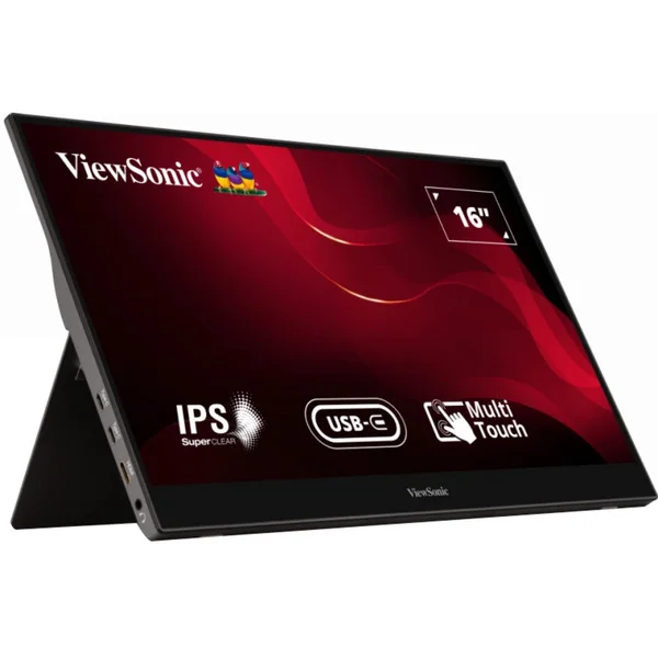 ViewSonic TD1655, LED-Monitor (39.6 cm (15.6 Zoll), silber/schwarz, FullHD, IPS, USB-C, Mini-HDMI, Touch-Stift, Lautsprecher)