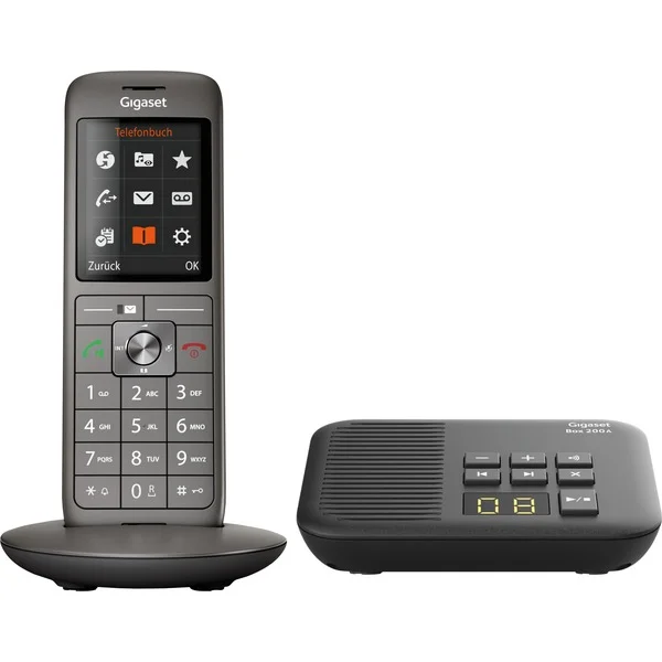 Gigaset CL660A, analoges Telefon (grau/schwarz, mit Box 200 Anrufbeantworter)