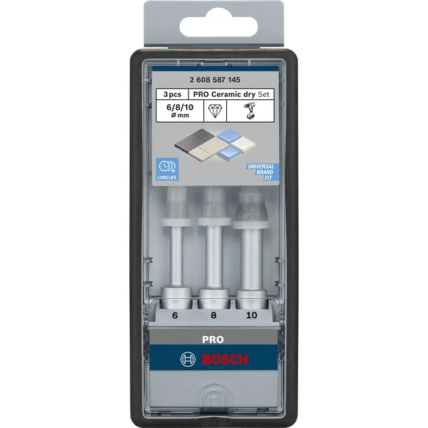 Bosch Professional PRO Ceramic dry Diamant-Trockenbohrer-Satz (3-teilig, 6 / 8 / 10mm)