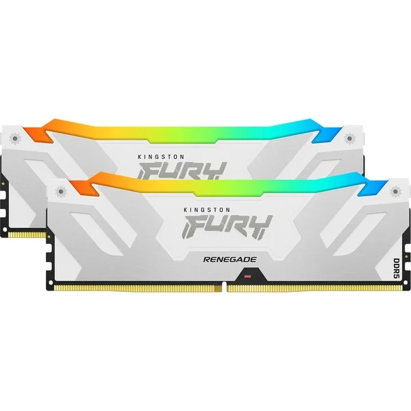 Kingston FURY DIMM 64 GB DDR5-6400 (2x 32 GB) Dual-Kit, Arbeitsspeicher (weiß, KF564C32RWAK2-64, Renegade RGB XMP, INTEL XMP)