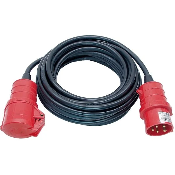 Brennenstuhl Professional CEE Starkstrom-Verlängerungskabel, 400V-Drehstromstecker (schwarz/rot, 25 Meter, 5-polig, für den Außenbereich IP44)