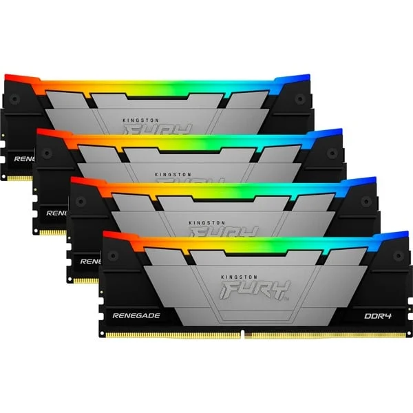 Kingston FURY DIMM 64 GB DDR4-3600 (4x 16 GB) Quad-Kit, Arbeitsspeicher (schwarz, KF436C16RB12AK4/64, Renegade RGB, INTEL XMP)
