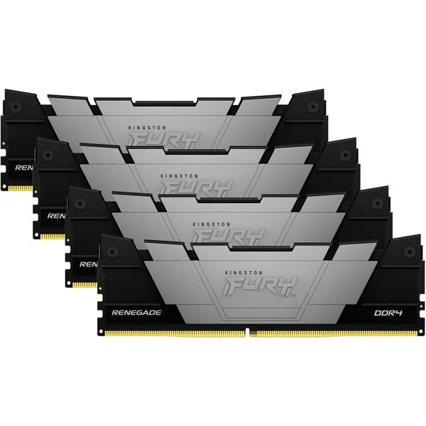 Kingston FURY DIMM 128GB DDR4-3200 (4x 32 GB) Quad-Kit, Arbeitsspeicher (schwarz/silber, KF432C16RB2K4/128, FURY Renegade Black XMP, INTEL XMP)