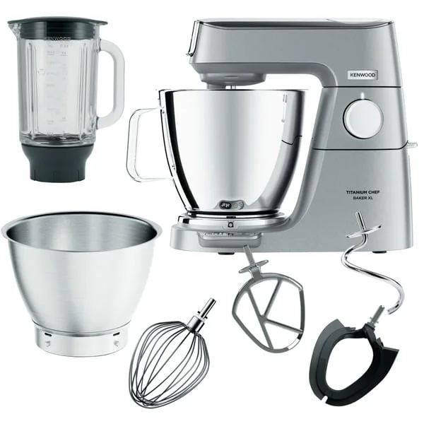Kenwood Titanium Chef Baker XL Küchenmaschine KVL85.124SI (silber, 1.200 Watt, integrierte Waage, Timer, Patisserie-Set, Mixer)