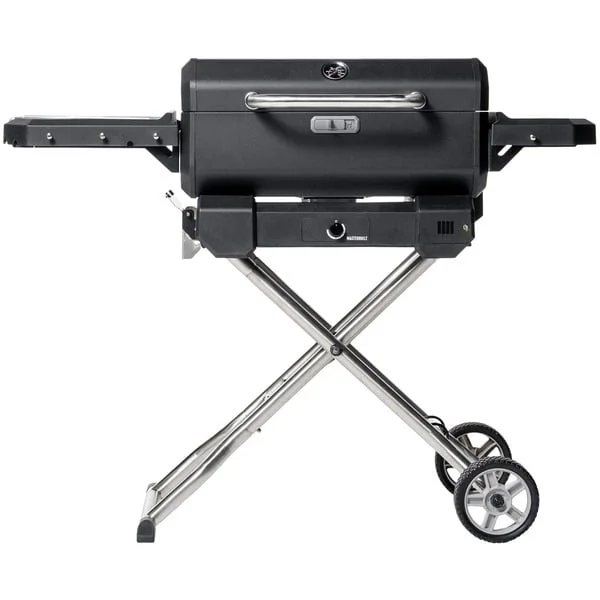 Masterbuilt Tragbarer Holzkohlegrill und Smoker (schwarz, mit Scherenwagen)