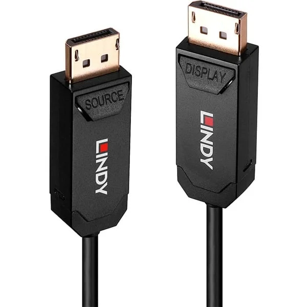 Lindy Fibre Optic Hybrid DisplayPort 2.0 UHBR10 Kabel (schwarz, 10 Meter, AOC-Kabel, 8K 60Hz)