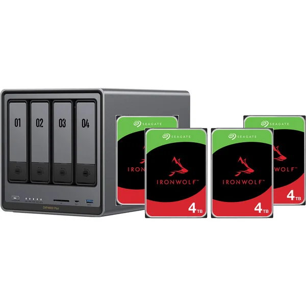 UGREEN DX4800 Plus + 4x 4 TB Seagate IronWolf HDD Bundle, NAS