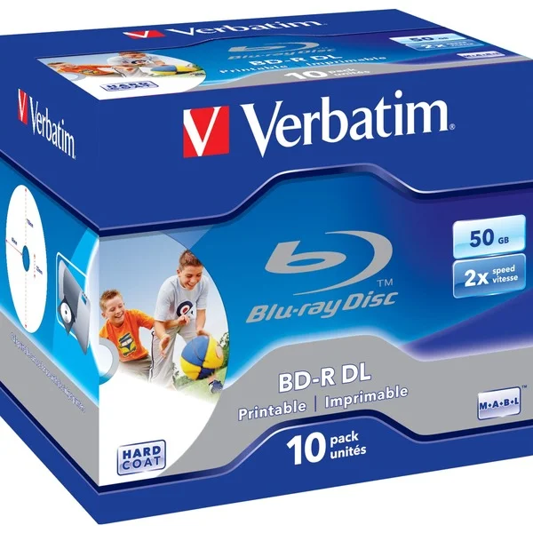 Verbatim BD-R 50 GB, Blu-ray-Rohlinge (6fach, 10 Stück, bedruckbar, Retail)