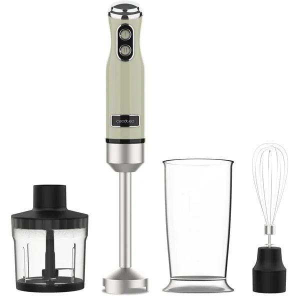Cecotec Stabmixer Power RetroGreen 1200MAX Cream&Crush (grün, 1.200 Watt, mit Zerkleinerer und Schneebesen)