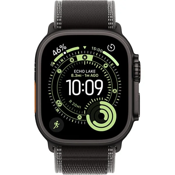 Apple Watch Ultra 3, Smartwatch (schwarz, 49 mm, Trail Loop schwarz/kohlegrau M/L, Titangehäuse, Cellular)