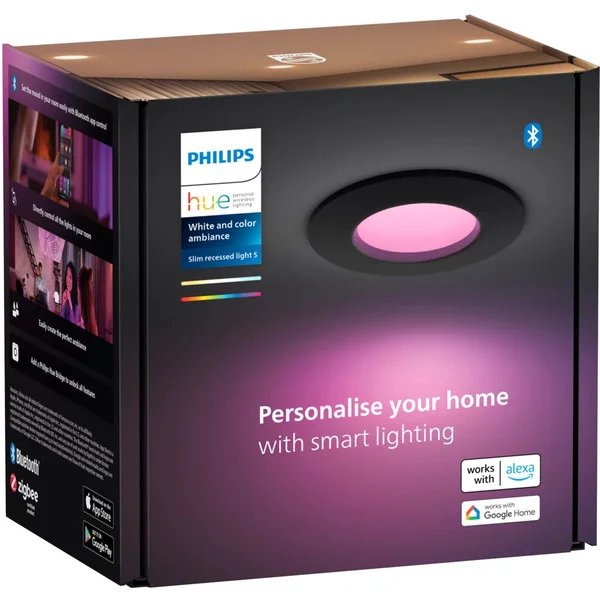 Philips HUE White & Color Ambiance Slim Einbauleuchte 90 mm, LED-Leuchte (schwarz)