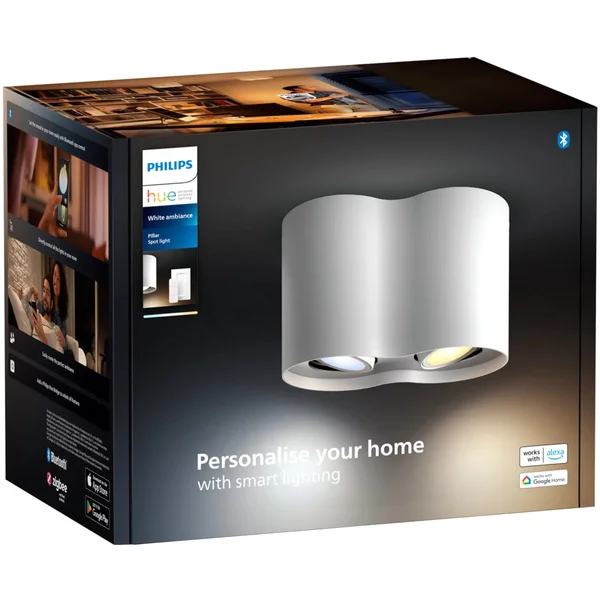 Philips HUE White Ambiance Pillar Doppelspot, LED-Leuchte (weiß, inkl. Dimmschalter)