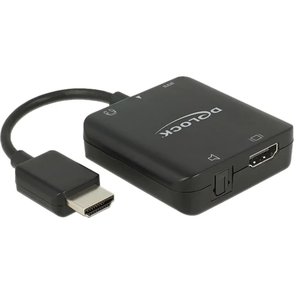 DeLOCK Adapter HDMI Stecker > HDMI + TOSLINK S/PDIF + 3,5mm Klinkenbuchse (schwarz, Audio Extractor)
