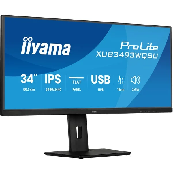 iiyama ProLite XUB3493WQSU-B6, LED-Monitor (86.7 cm (34 Zoll), schwarz (matt), QHD, IPS, 120 Hz, HDMI, 120Hz Panel)