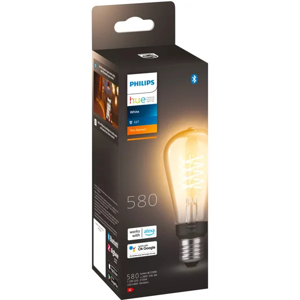 Philips HUE White Filament Lampe E27 Edison ST64 550 lm, LED-Lampe