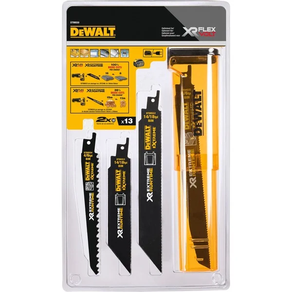 DEWALT Säbelsägeblatt-Satz DT99550, 13-teilig (Länge 152 - 230mm, für Akkusägen)