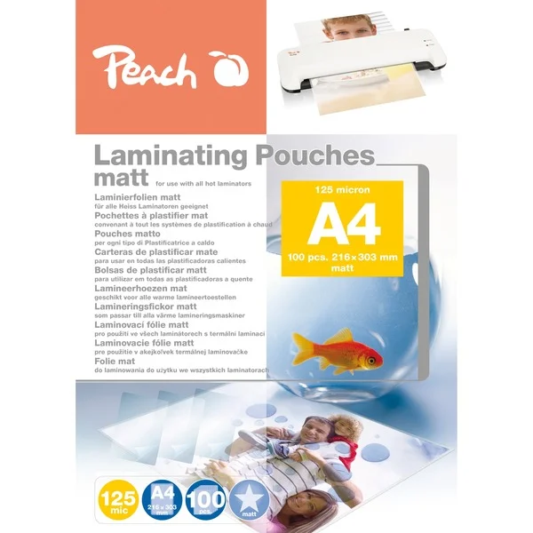 Peach Laminierfolie A4 125mic PP525-22, Folien (matt, 100 Stück, beschreibbar)