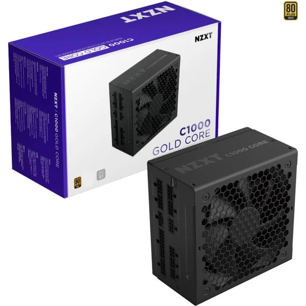 NZXT C1000 GOLD CORE, PC-Netzteil (schwarz, 1x 12-Pin High Power GPU, 3x PCIe, Kabel-Management, 1000 Watt)