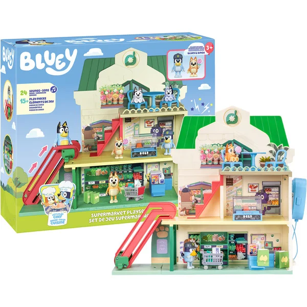 Moose Toys Bluey - Lets Play Chef Supermarket Spielset, Spielgebäude