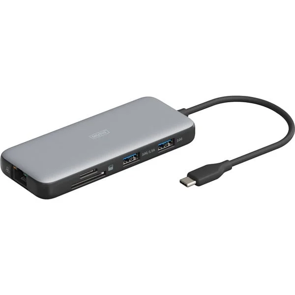 Digitus 8 Port USB-C Docking Station, Dockingstation (grau/schwarz)