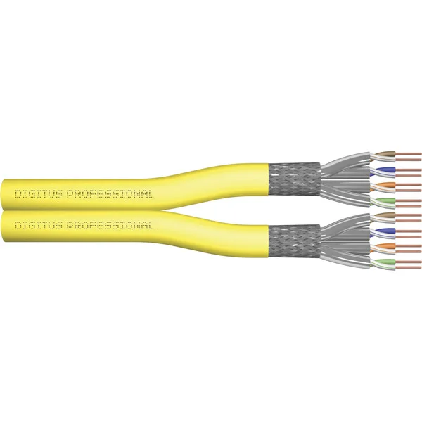 Digitus Professional Cat.7a S/FTP Verlegekabel Duplex, Dca (gelb, 100 Meter Rolle)