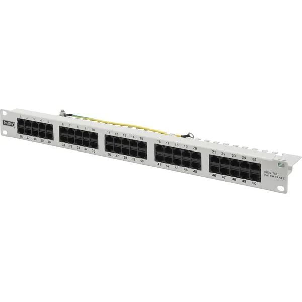 Digitus CAT 3 ISDN Patchpanel, ungeschirmt, 50 Port (grau, 1 HE)